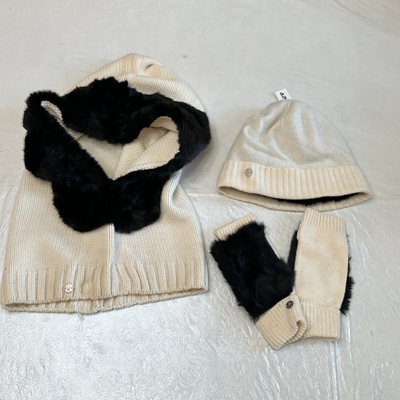 Spyder BEANIE, GLOVE, COWLNECK SCARF - cream - Picture 3 of 13